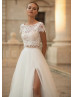 Two Piece Ivory Lace Tulle Slit Wedding Dress
